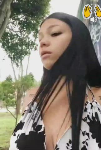 Colombian woman showing her tits