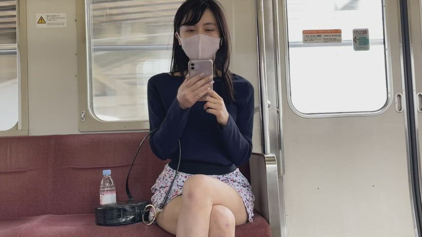 Lady on a train flashes her panties