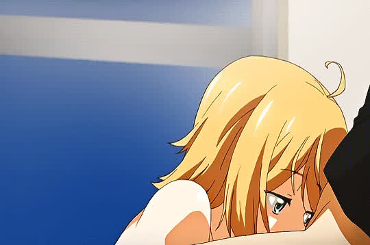 Animation Anime Blonde Blowjob Deepthroat Hentai gif