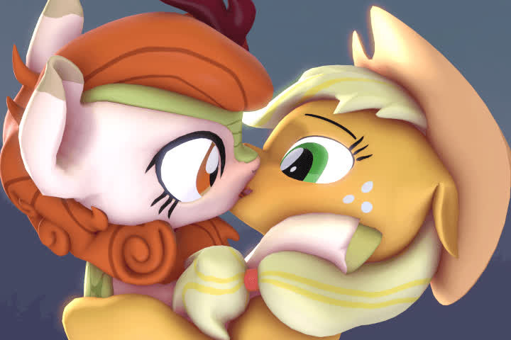 animation blonde cartoon eye contact kiss kissing loop sfm smile gif