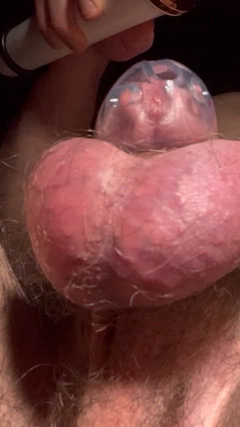 caged leaking precum gif