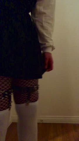 ass fishnet skirt solo teen trans man gif