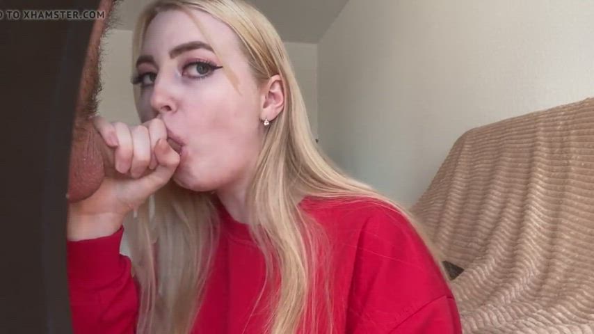 Babe Blonde Blowjob Handjob Russian gif