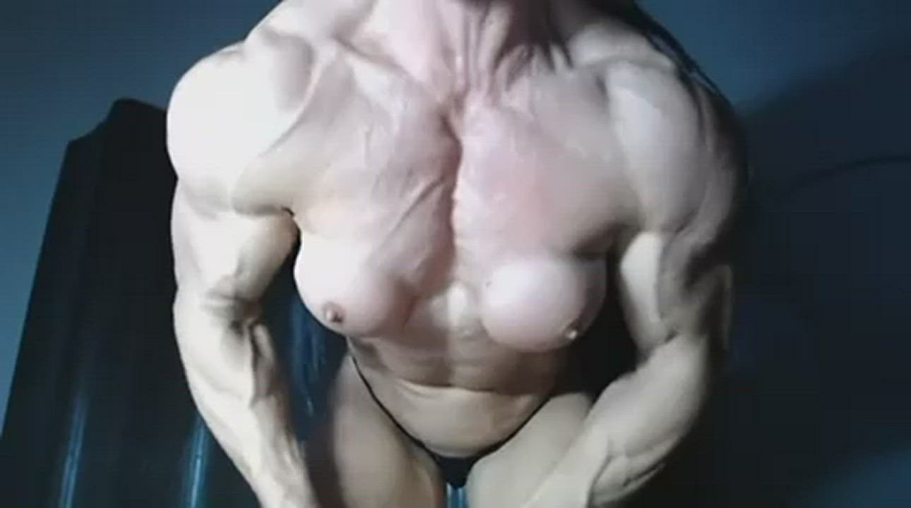 Babe Bodybuilder Fake Tits Fitness Goddess MILF Muscular Milf Naked Webcam gif