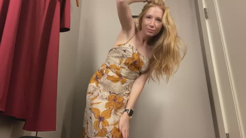 blonde changing room dirty blonde gif