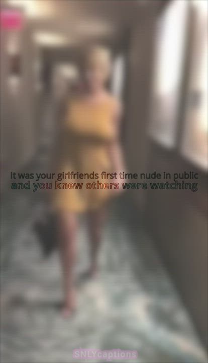 Caption Cuckold Flashing Girlfriend Hotwife Public Sharing Tease Teasing gif