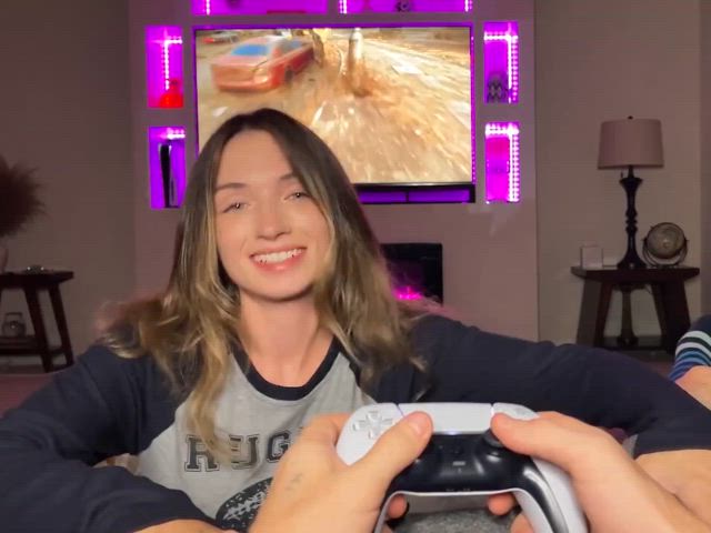 Super cute girlfriend sucking and riding her gaming boyfriend's huge dick