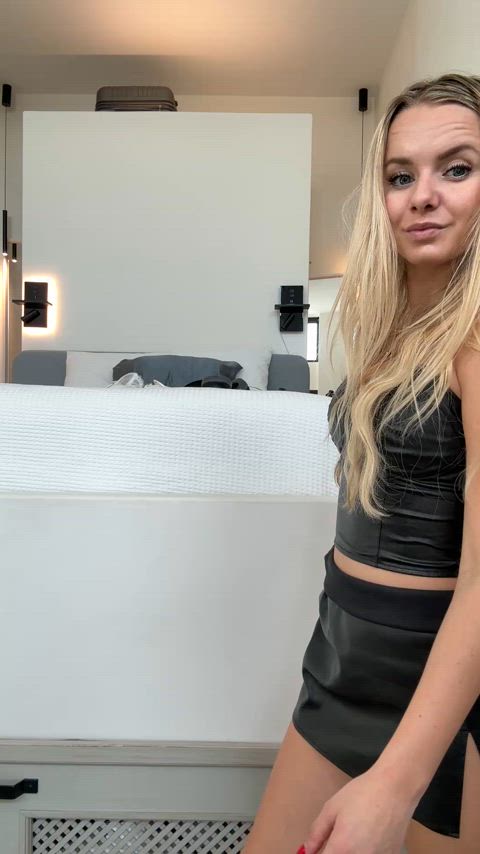 blonde leather teen gif