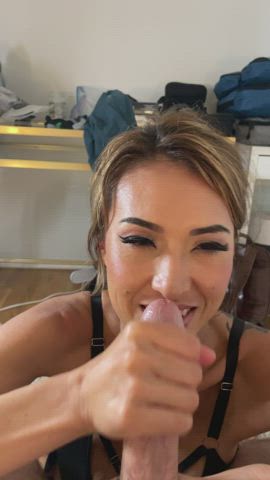 I jerk him off all over my face and then shove his cock down my throat 😈