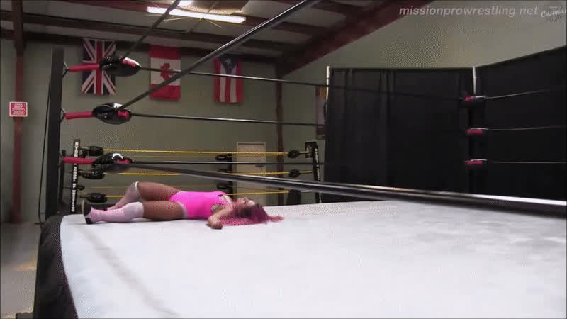 brunette mexican wrestling pink hair gif