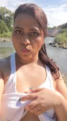 Would you fuck this slutty Muslim babe by the river?