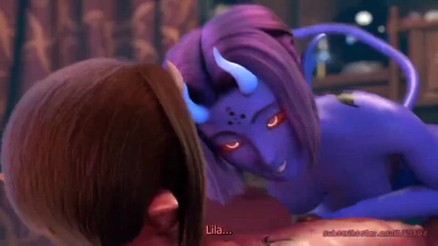 3d animation big ass big dick big tits cowgirl demon futanari riding rule34 gif