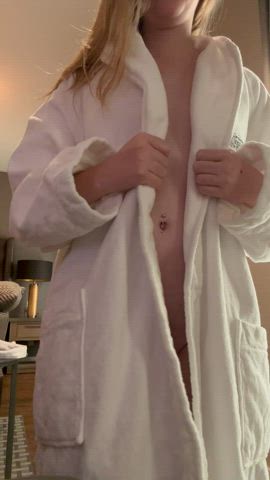 Vacation means comfy robes mixed with some booty