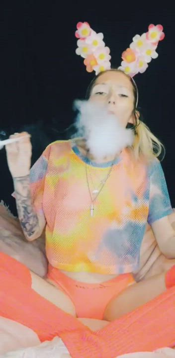 Blonde Bunny OnlyFans Smoking gif