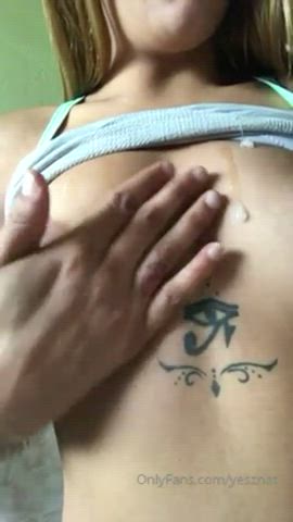 Boobs Nipples Rubbing Small Nipples Small Tits Tattoo gif