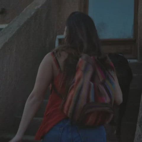 big ass brunette jean shorts gif