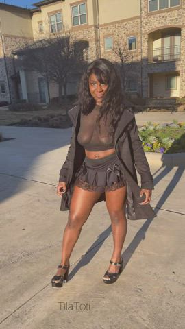 Ebony Nipples Outdoor See Through Clothing gif