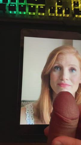 celebrity cum jessica chastain tribute gif