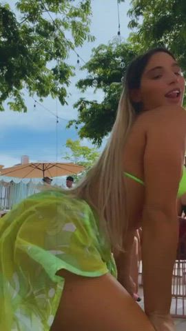 Abella drunk and twerking in a see-thru dress