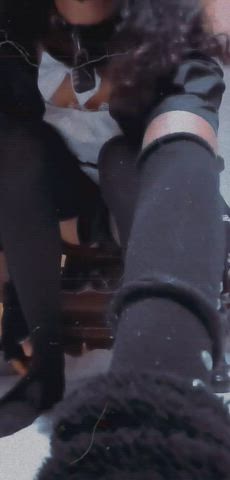 ass feet feet fetish femboy knee high socks sissy gif