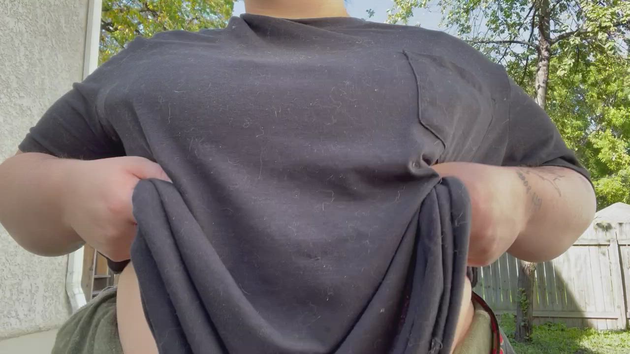 Big Tits Nipple Outdoor gif
