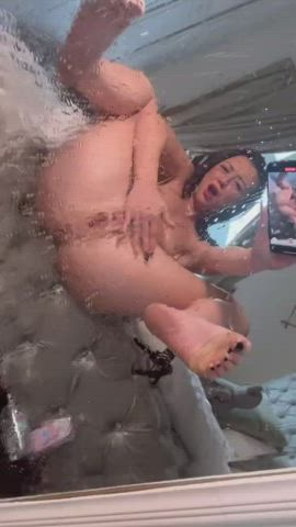 milf mirror petite wet pussy wet and messy gif