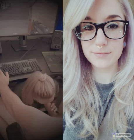Blonde Blowjob Cute Emo Fetish Gamer Girl Glasses Submissive Tribute gif