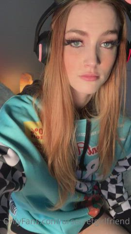 blonde gamer girl masturbating pussy gif