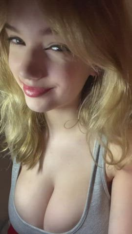 big tits blonde bouncing tits cleavage huge tits jiggling tank top teen tiktok gif