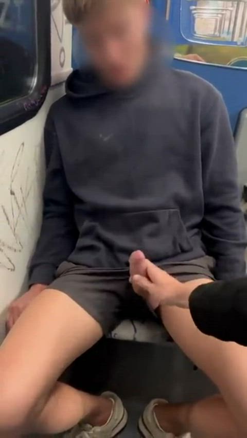 Milf jerks off teen on subway💦💦💦