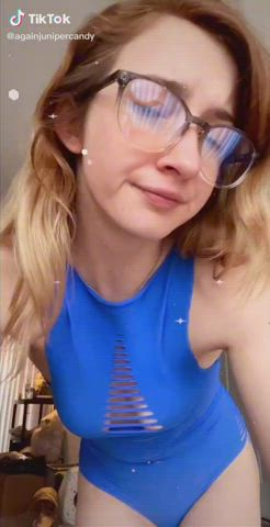 Ass Cleavage Glasses See Through Clothing Tease Thong TikTok Tongue Fetish gif