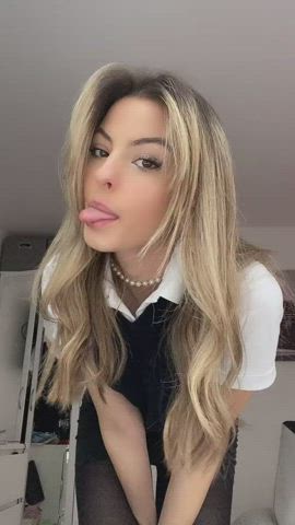 blonde tiktok uniform gif