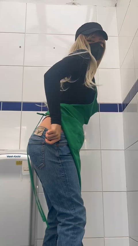 ass bathroom coworker onlyfans public work worker gif