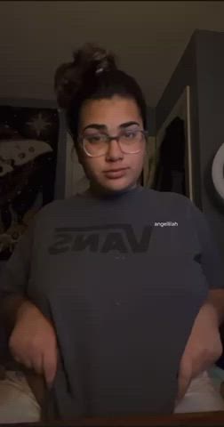 belly button big tits boobs chubby curvy glasses thick tits titty drop gif