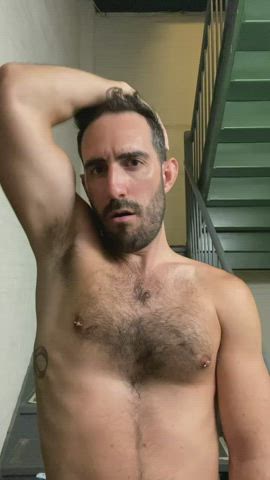 Pits are ripe, who’s going to come fuck me in this stairwell?