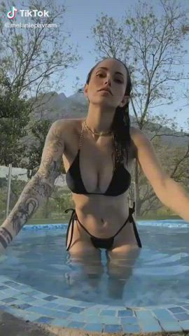 beach big tits bikini erotic pool sensual tattoo tiktok topless gif