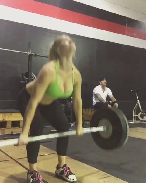 amateur big tits bouncing tits muscles natural tits petite tits workout gif