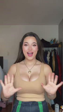 Brunette Jiggling Slow Motion TikTok Tits gif