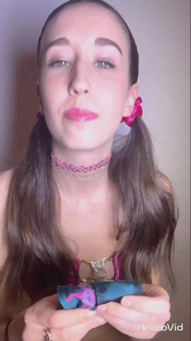 brunette fetish gagged kinky panty stuffing petite gif