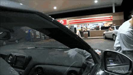 Blonde Flashing at Gas Station