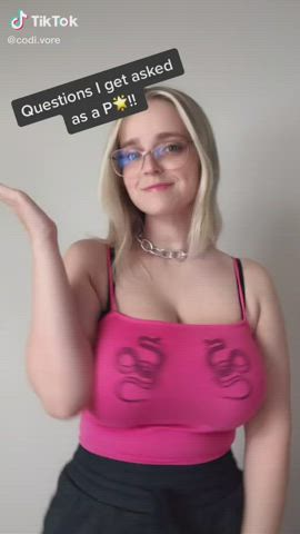 Clothed Codi Vore Glasses Huge Tits Natural Tits Pornstar Tight TikTok Top gif