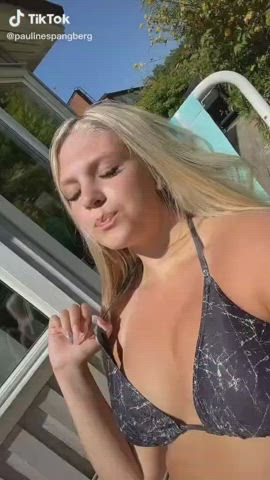 big tits bikini cleavage tiktok underboob gif