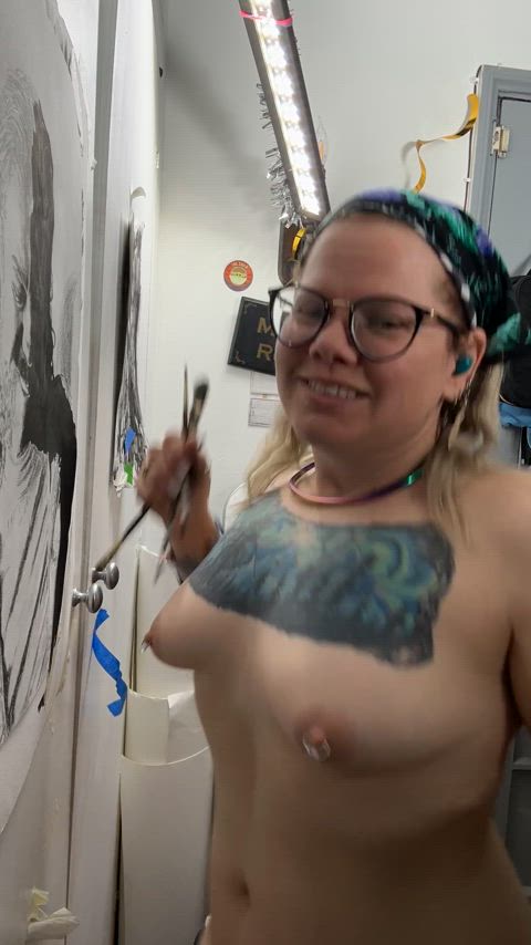 Art Blonde Boobs Cute Homemade NSFW Porn GIF by paintedsiren