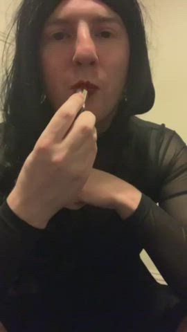 lipstick sissy skirt gif