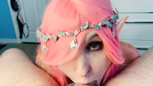 blowjob cosplay deepthroat elf emo goth pink tattoo gif