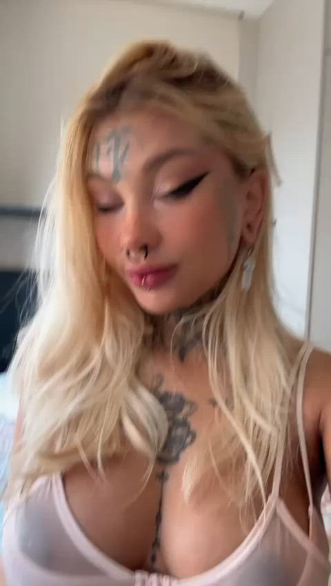 beautiful big tits blonde boobs tattoo tattooed tits gif