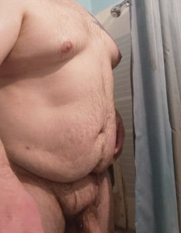 Fatty playing in shower