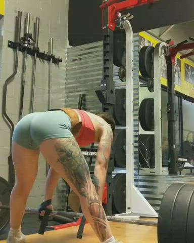 Brunette Fitness Gym Legs Muscular Girl Short Hair Tattoo Thick Workout gif