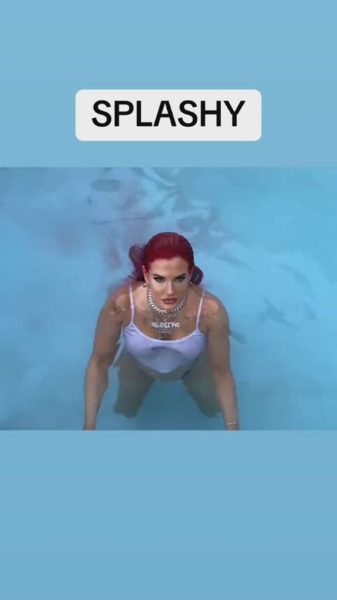 big tits celebrity nipple pool redhead see through clothing swimming pool wet celebs