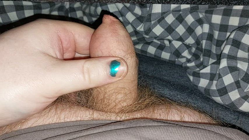 foreskin hairy male masturbation small cock gif